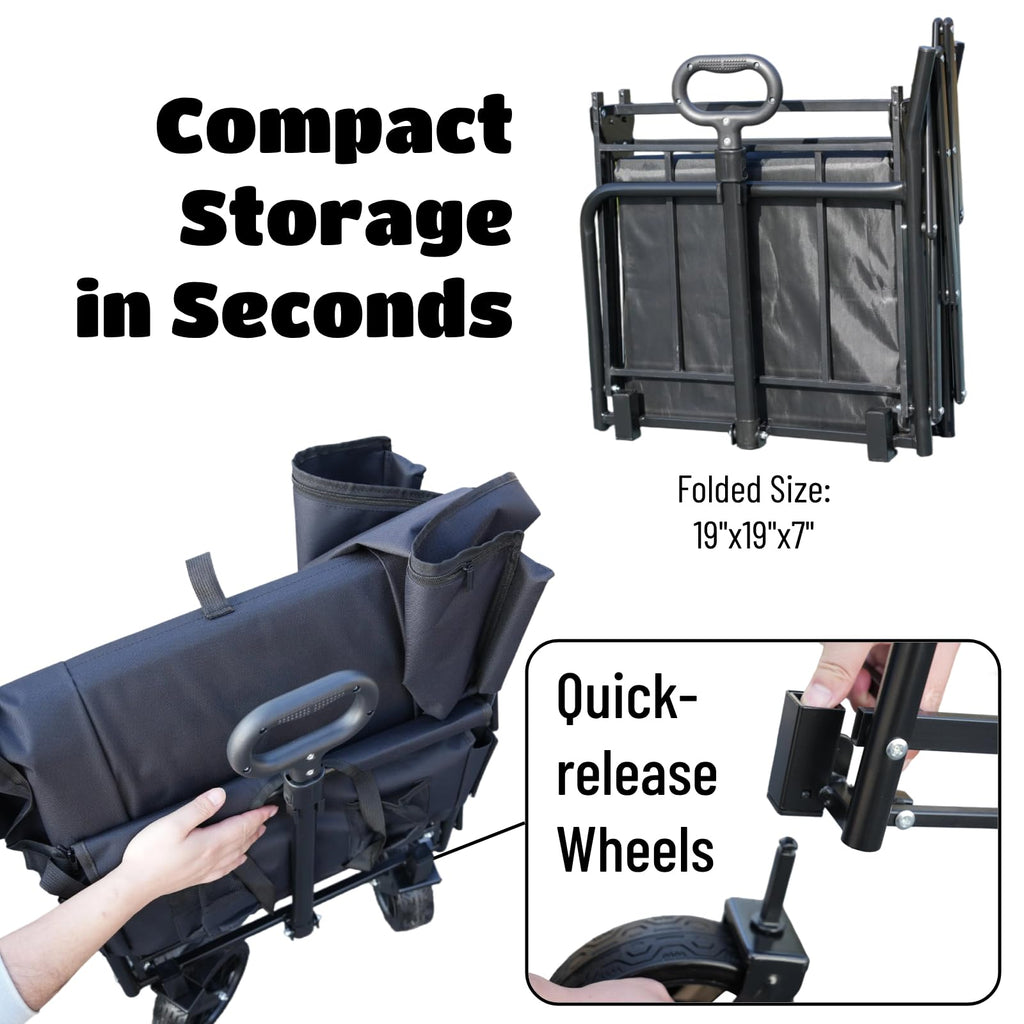 3-in-1 Convertible Wagon Cart, Switches Into 2-Seater, Ideal for Beach, Camping, Soccer & Baseball Games