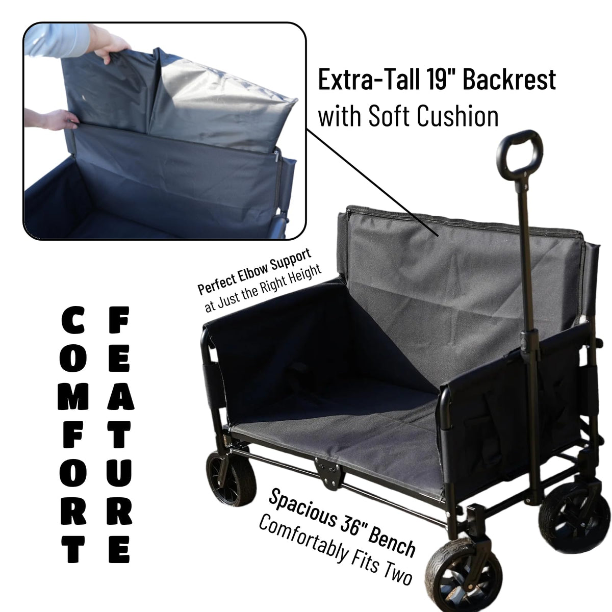 3-in-1 Convertible Wagon Cart, Switches Into 2-Seater, Ideal for Beach, Camping, Soccer & Baseball Games