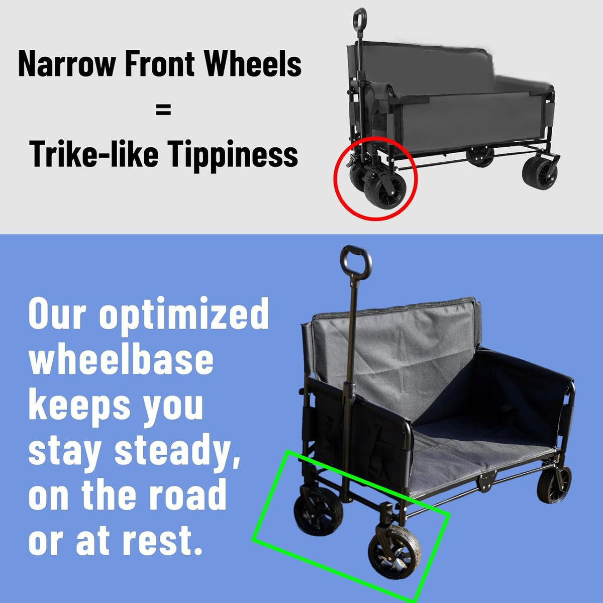 3-in-1 Convertible Wagon Cart, Switches Into 2-Seater, Ideal for Beach, Camping, Soccer & Baseball Games
