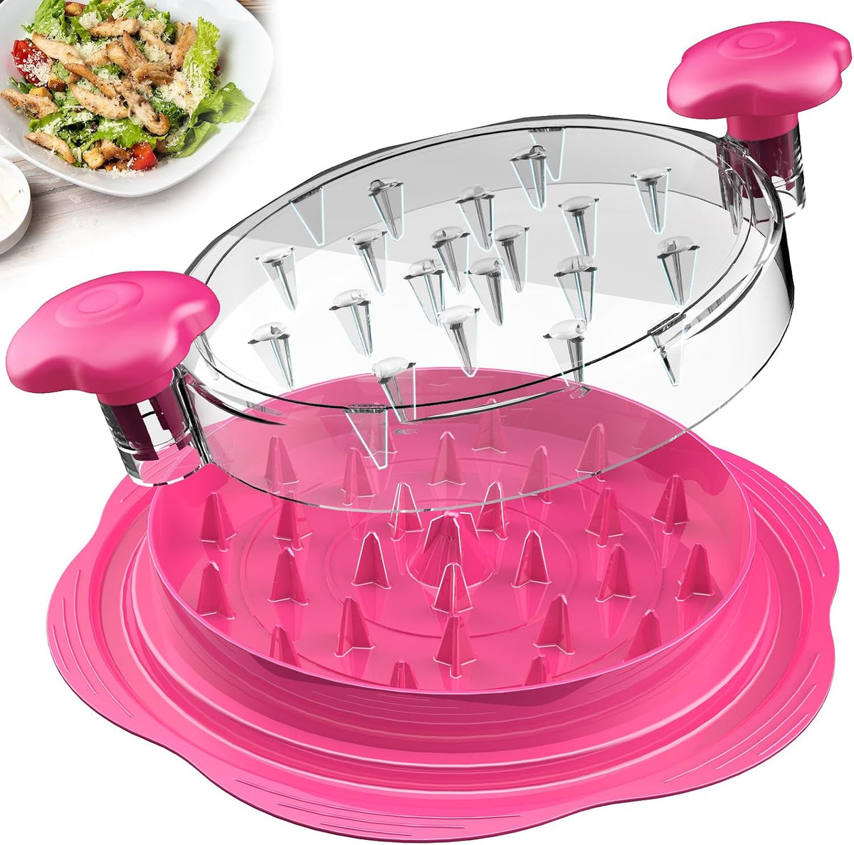 Chicken Shredder Tool Twist Large Meat Shredder with Brush&Fork, Black