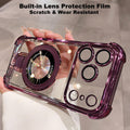 Electroplated Clear iPhone Case, Built-in Magnetic Kickstand, Anti-Yellow Shockproof Case Works with MagSafe