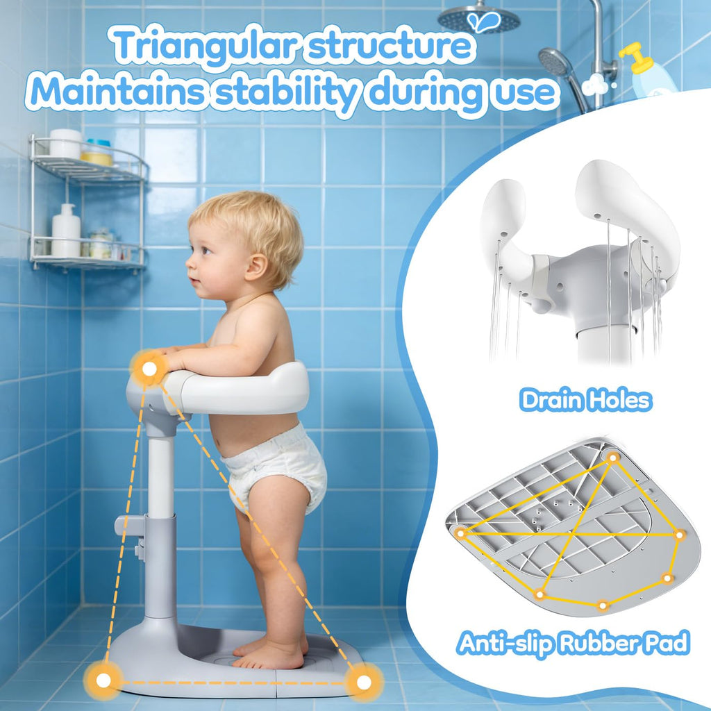 Baby Shower Assist Holder with Anti-Pinch Silicone & Anti-Slip Base for Toddlers 6–36 Months