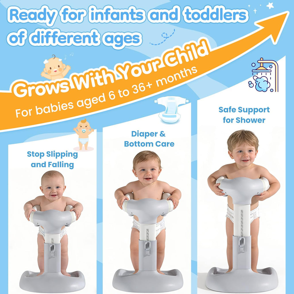 Baby Shower Assist Holder with Anti-Pinch Silicone & Anti-Slip Base for Toddlers 6–36 Months