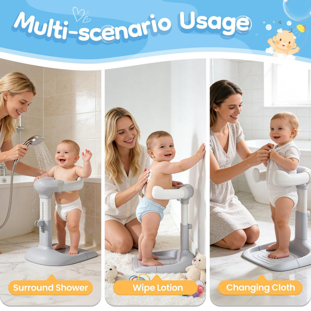 Baby Shower Assist Holder with Anti-Pinch Silicone & Anti-Slip Base for Toddlers 6–36 Months